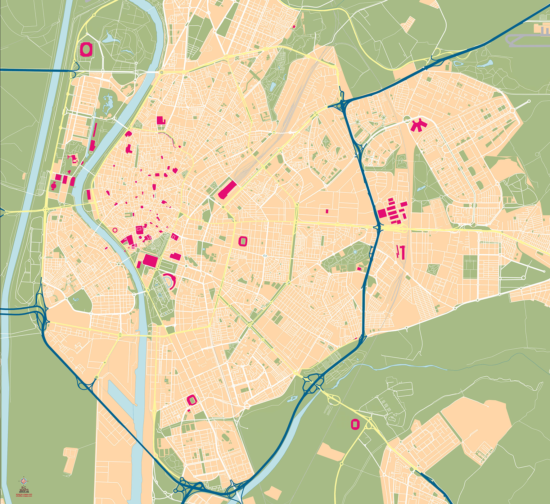 Sevilla Mapa Vectorial Illustrator Eps Formato Editable Bc Maps Kulturaupice