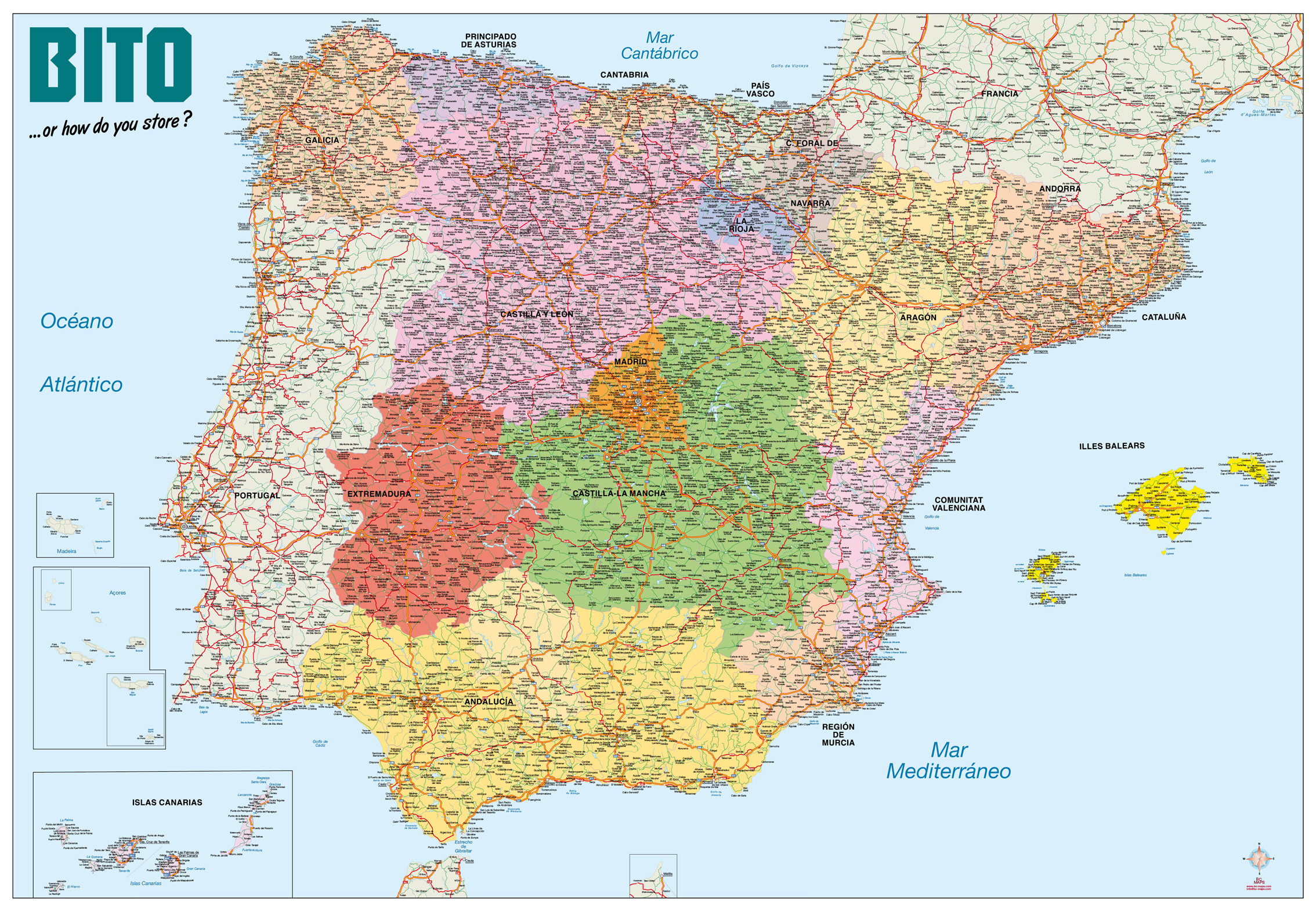 Manta de felpa Mapa de carreteras de España