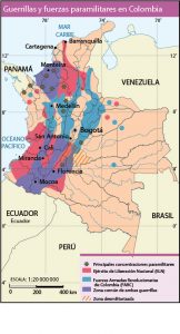 Colombia guerrillas mapa vectorial illustrator eps