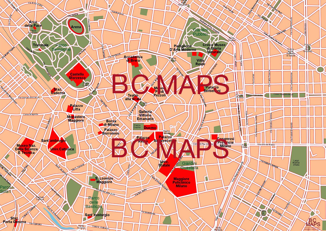 Milano Bc Maps Mapa Vectorial Eps 0190