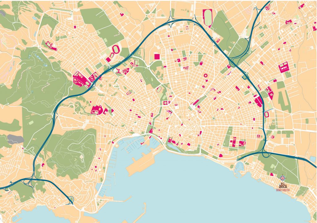 Palma De Mallorca Mapa Vectorial Illustrator Eps Formato Editable Bc Maps