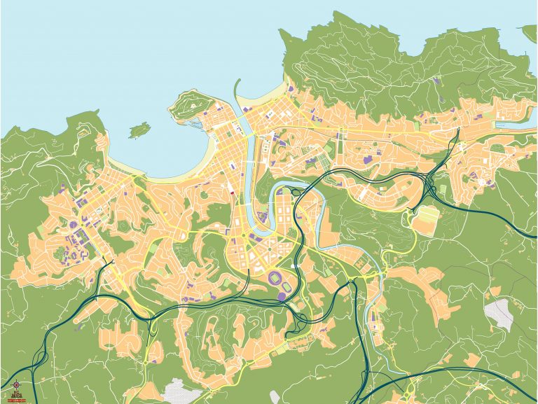 Donostia San Sebastian Mapa Vectorial Editable Eps Illustrator