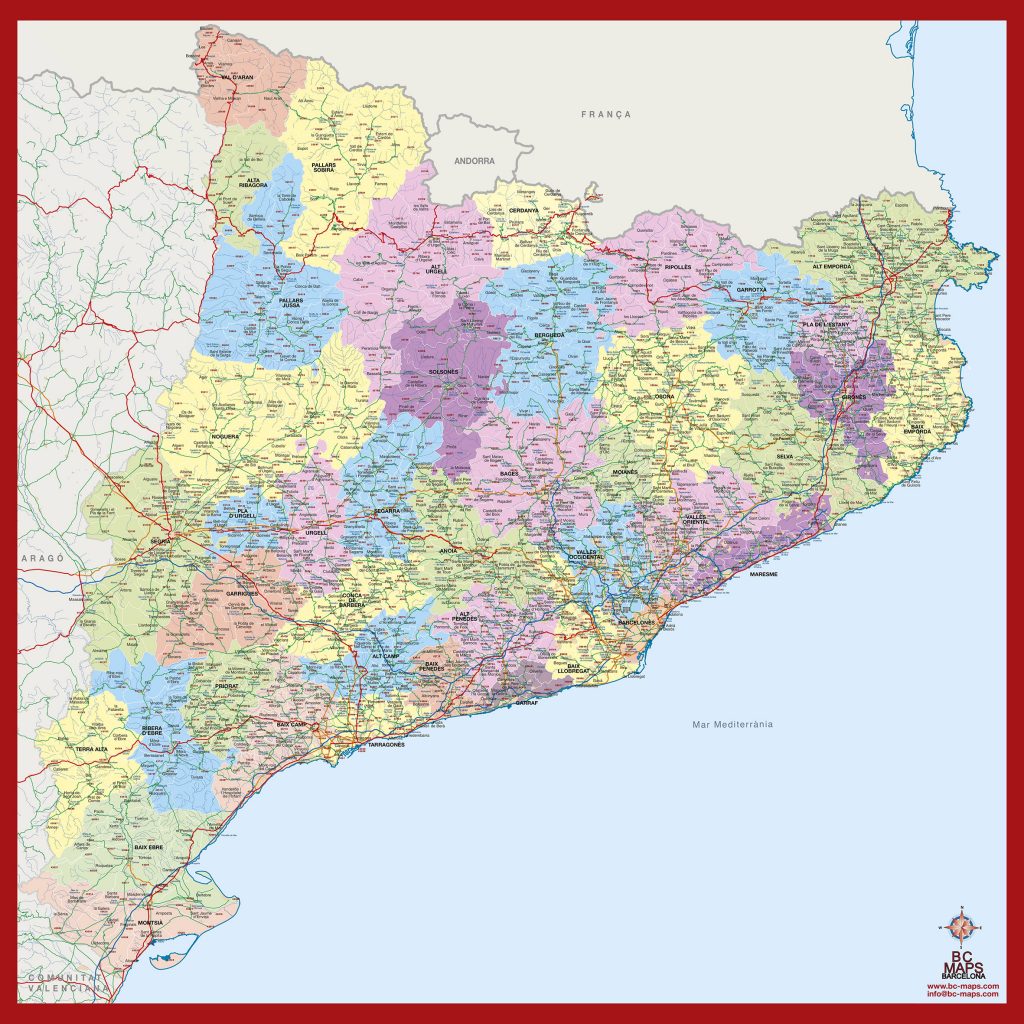 Mapa Mural Vectorial Catalunya Codis Postals Bc Maps Mapa Vectorial Eps