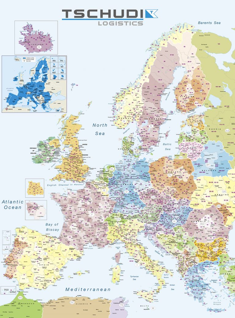 Mapa Plegado Europa Codigos Postales Tschudi Logístics 4109